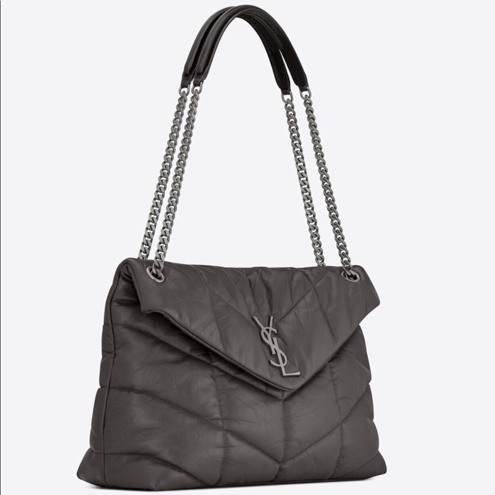 *AUTHENTIC* YSL Bag (Small) Grey Quilted Leather - EXCELLENT CONDITION!